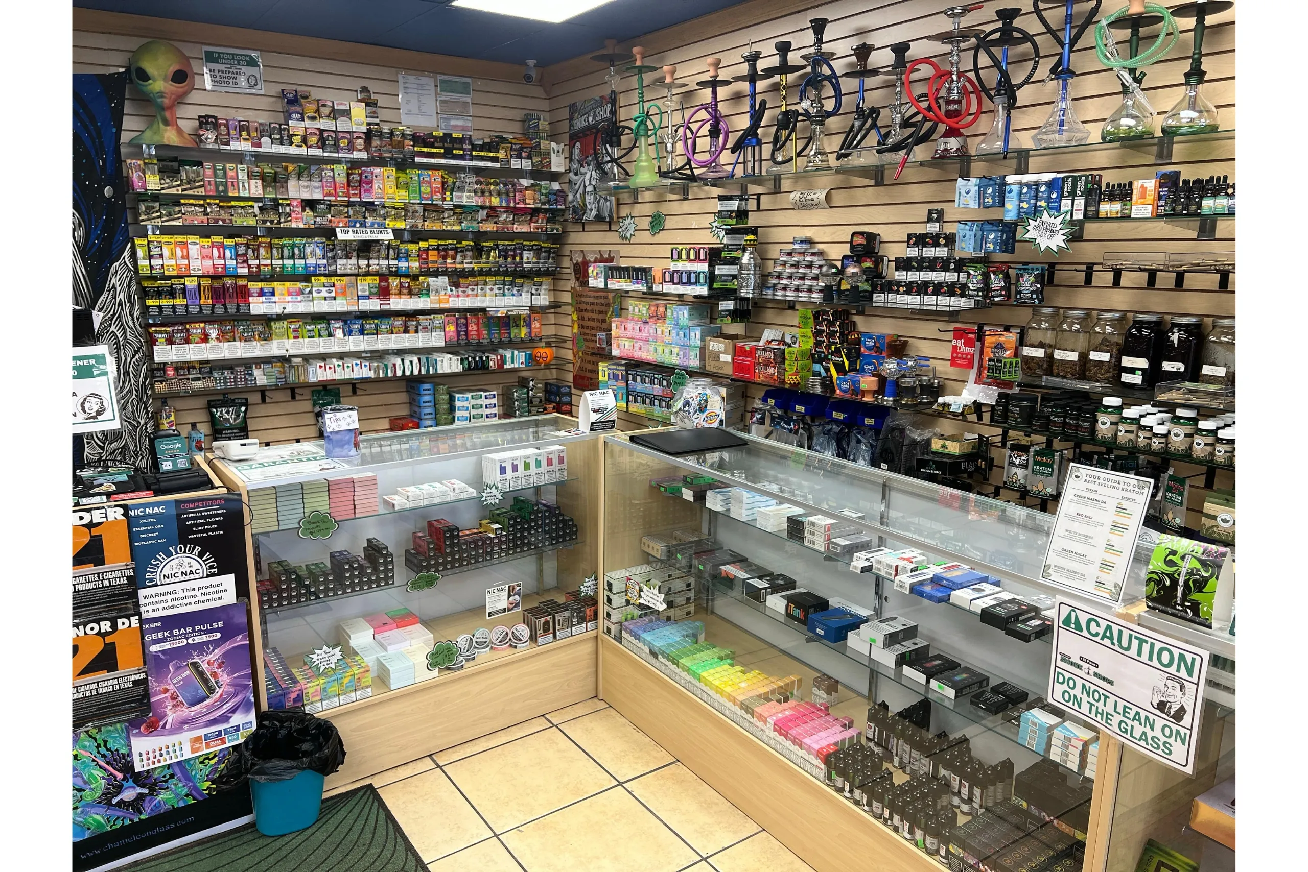 Disposable vapes, vape juice, shisha, hookahs, and cigarillos at Canutillo Smoke Shop.