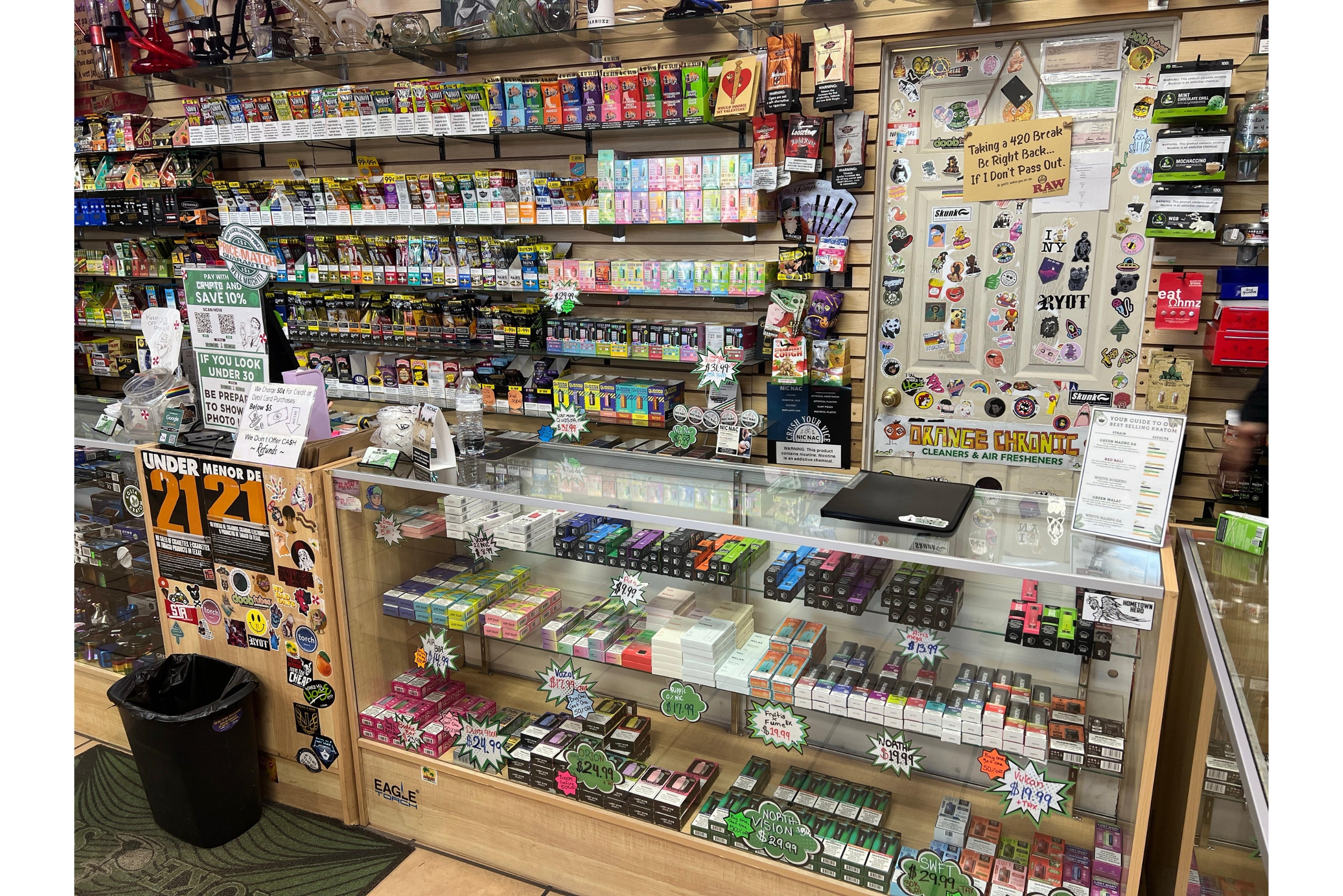 Geek Bar, North vapes, cigarillos, and Lost Mary disposables available at Mesa Smoke Shop.