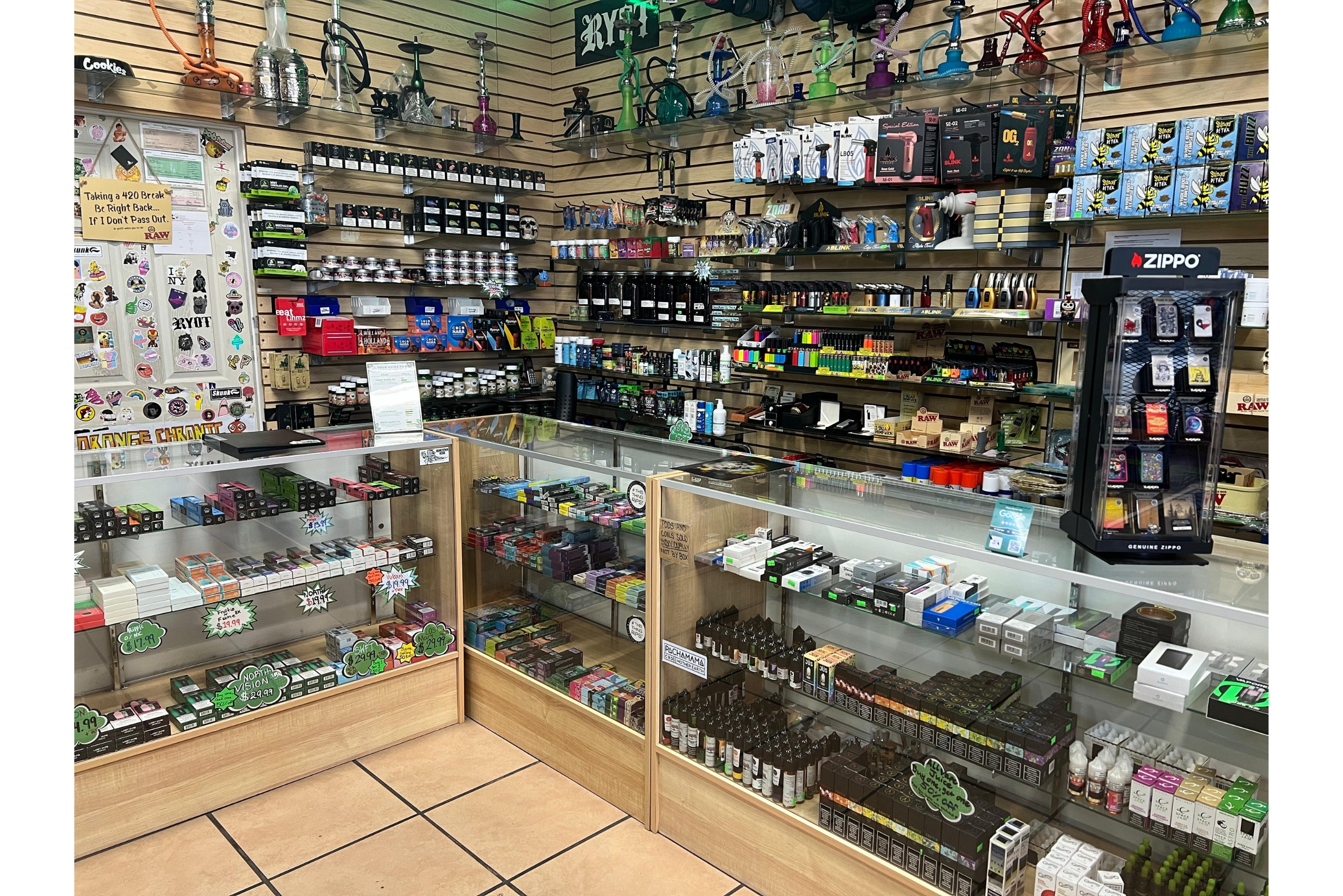 Vape juice, Delta 8, THCA products, disposable vapes, shisha, and torches available at Mesa Smoke Shop in El Paso.