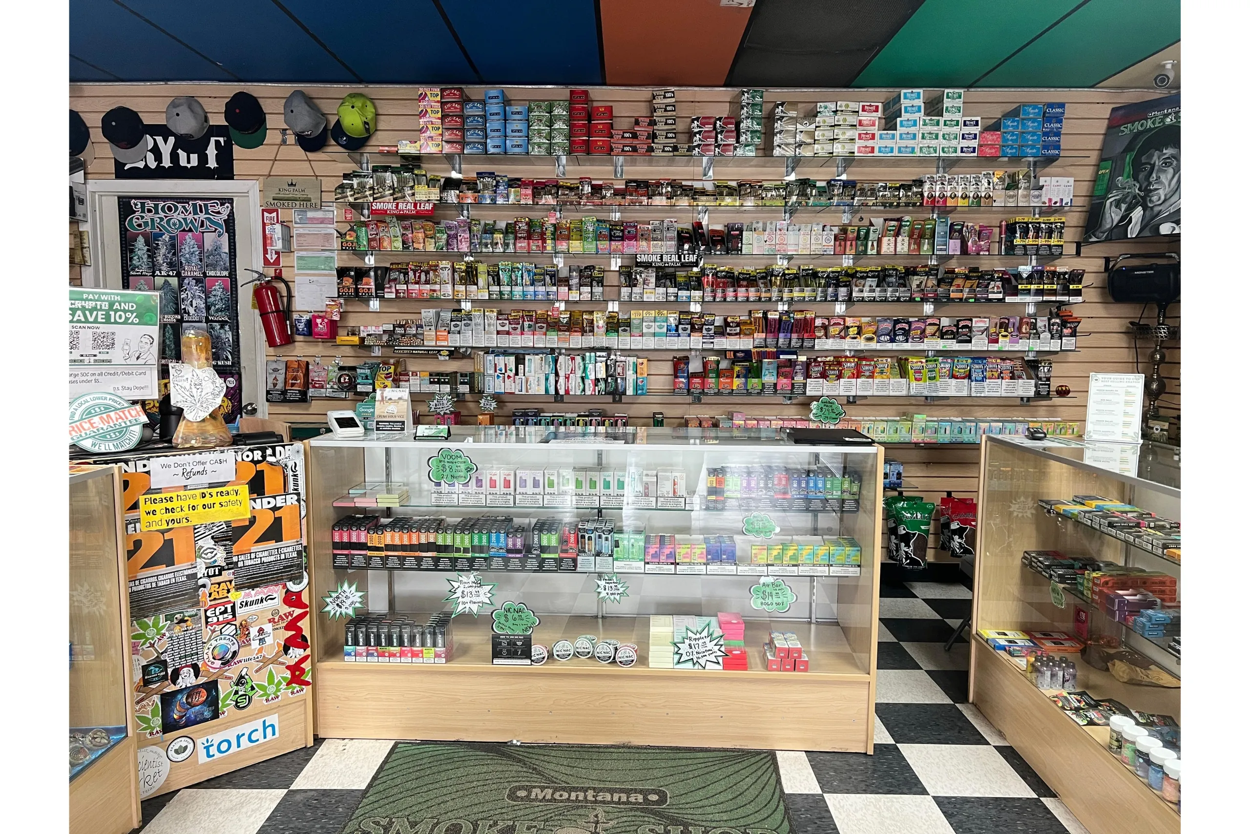 Cigarillos, cigarettes, disposable vapes, North, and Airis products available at Montana Smoke Shop.