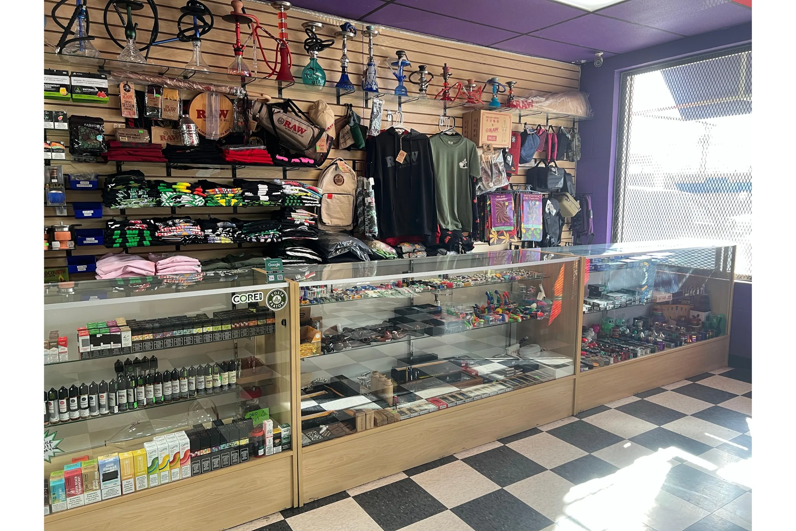 RAW products, grinders, vape juice, metal pipes, and wood pipes available at Montana Smoke Shop.