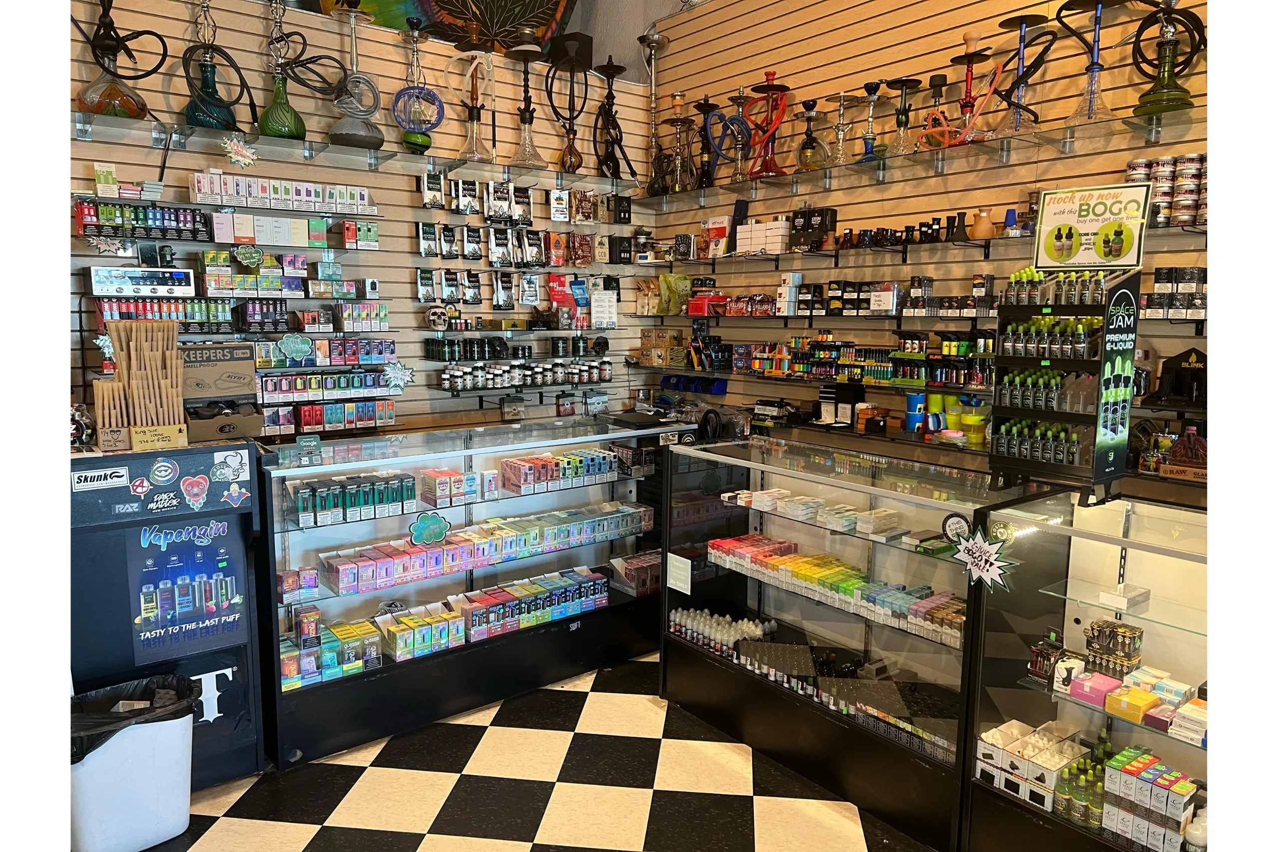 Disposable vapes, vape juice, shisha, and hookah products available at Westwind Smoke Shop.