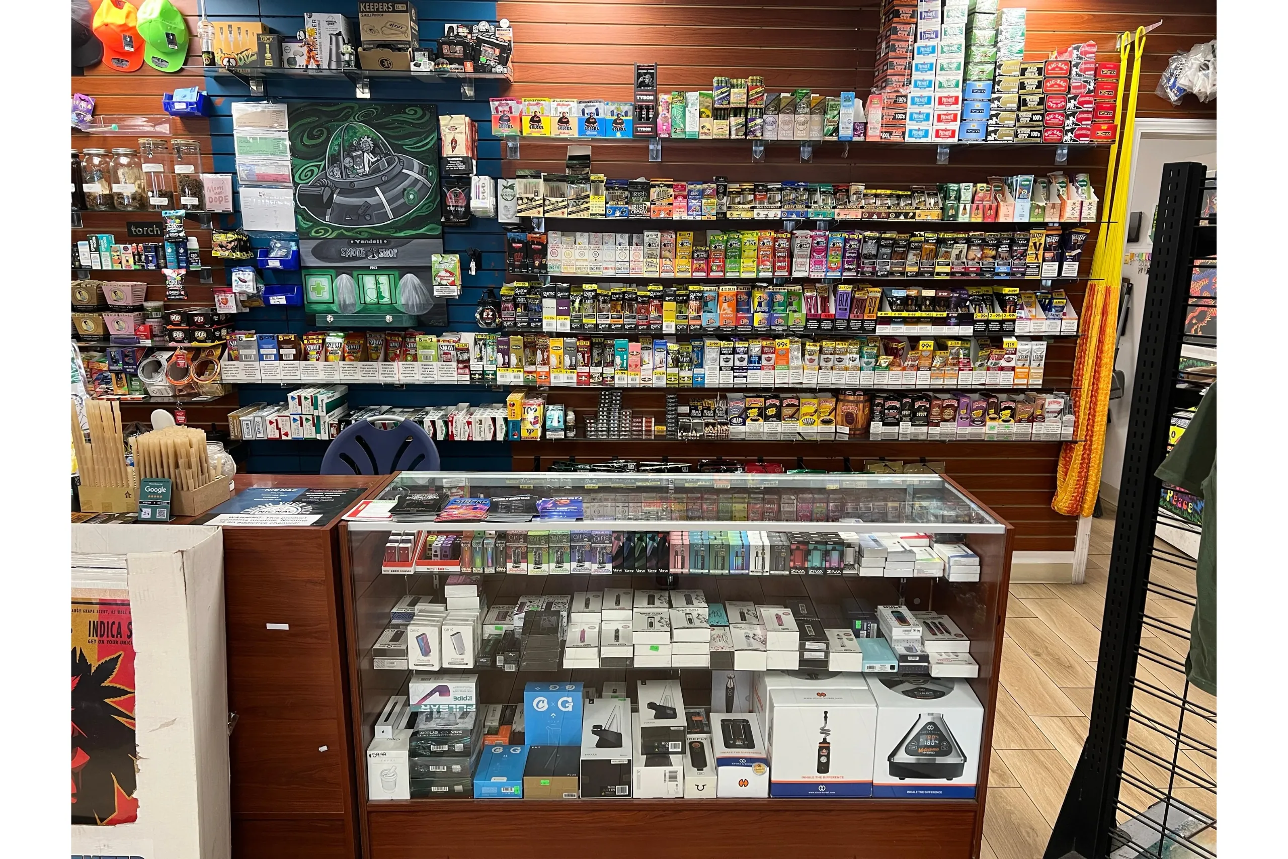 Puffco, Volcano vaporizers, cigarettes, hemp wraps, and cigarillos at Yandell Smoke Shop in El Paso.